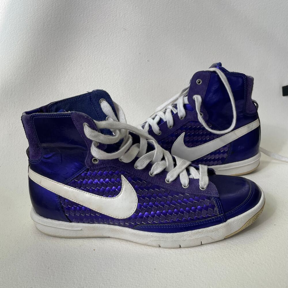 Vintage 2007 Nike Blazer Purple Metallic Woven Hightop Women's 7 - Picture 5 of 8